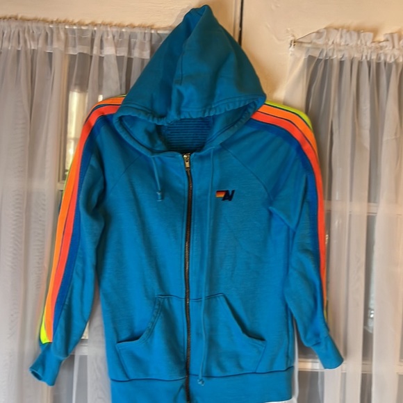 Aviator Nation Neon Stripe Hooded Jacket X-Small Unisex XS - Picture 3 of 6